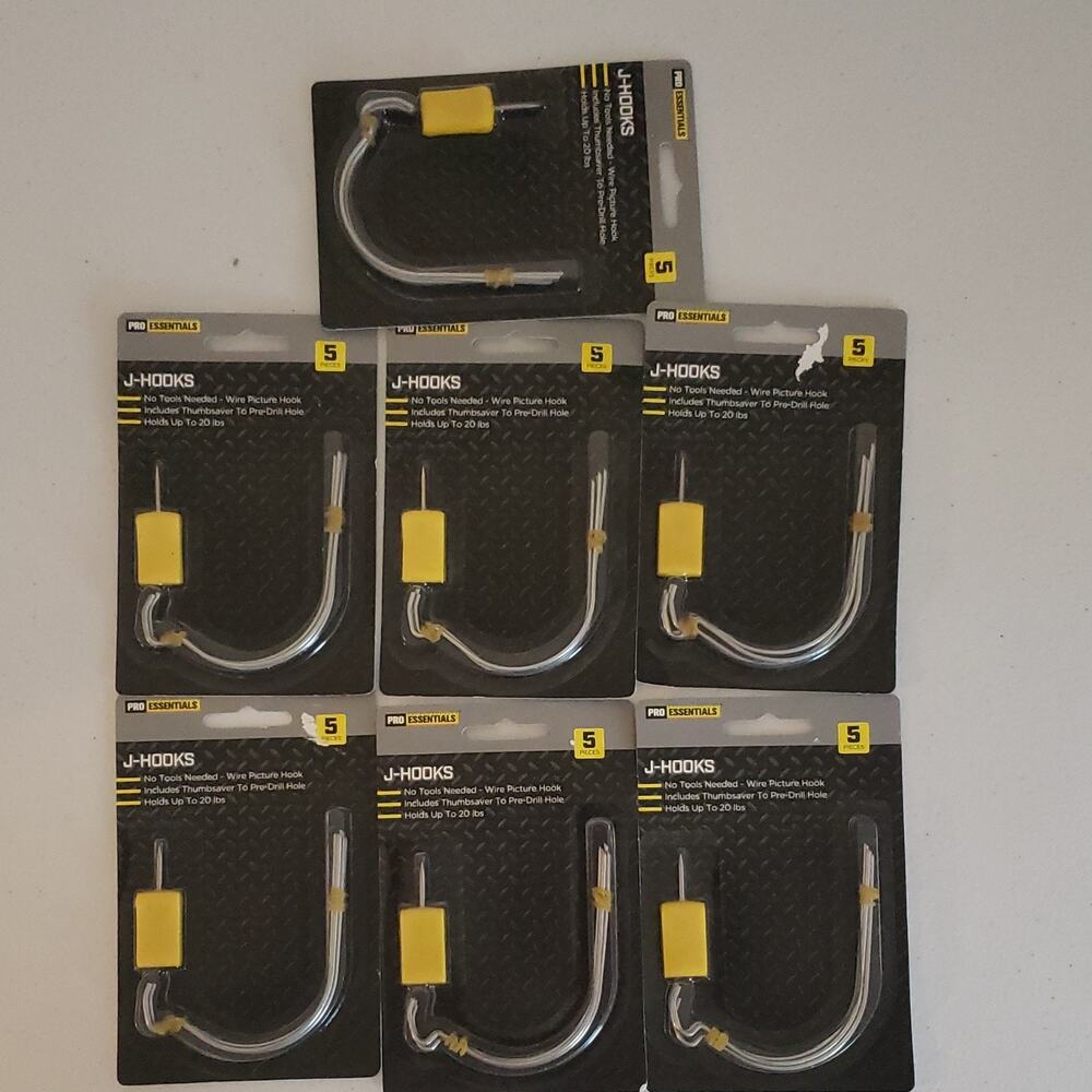 Pro Essentials Metal J-Hooks Silver/Yellow Polished, Easy Install, Modern